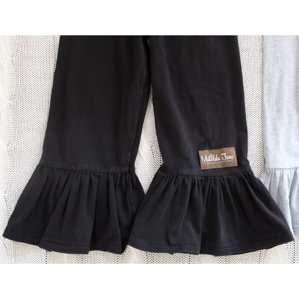 Lot of 2 MATILDA JANE Girl's Big Ruffles Pants Black & Gray, Size 4 REPAIR - Picture 6 of 12